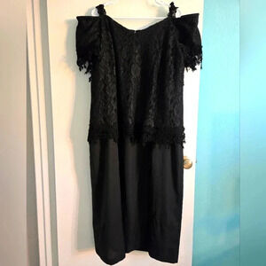 David Rose Black Lined Lace Dress Sz 22